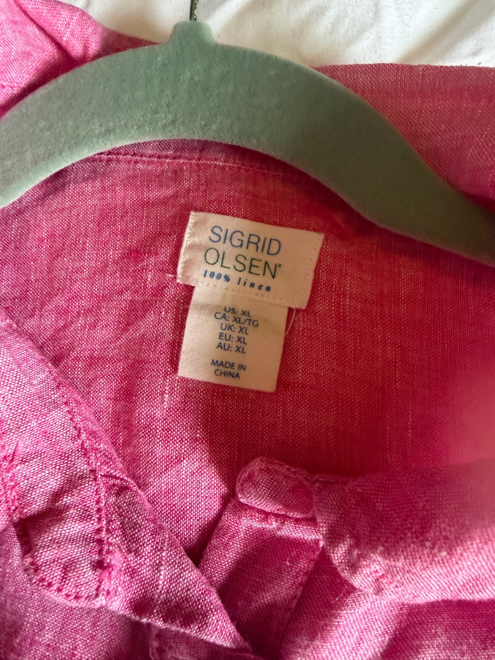 Sigrid Olsen Pink Linen Button-Down Tunic - Picture 6 of 7